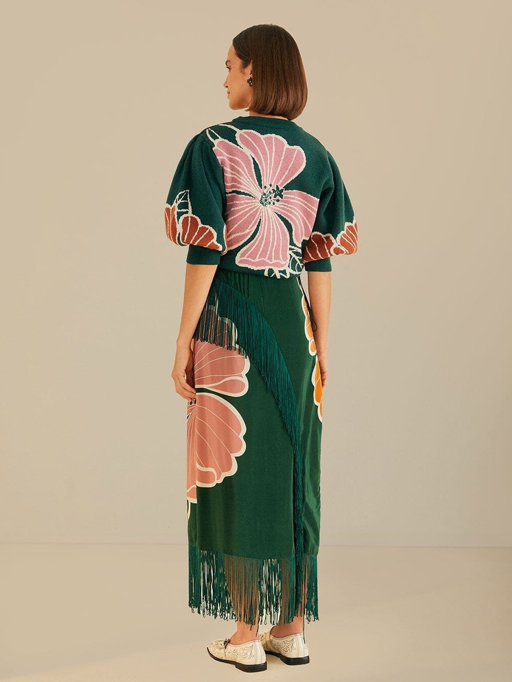 Farm Rio: Green Honolulu Flowers Fringe
Maxi Skirt - Picture 3 of 10